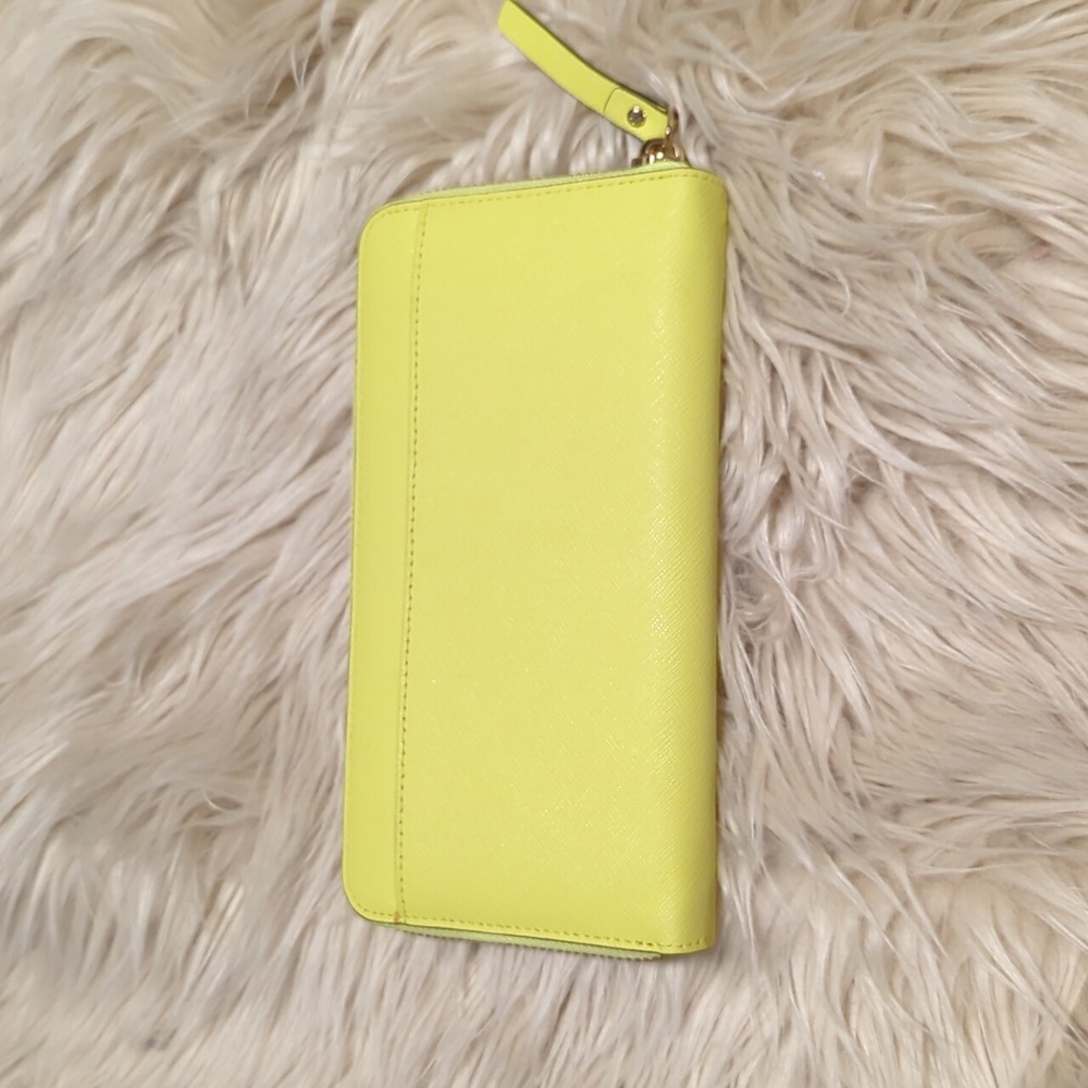 Kate Spade bright yellow zip around wallet - Picture 3 of 7